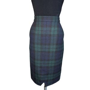 Vintage Plaid High Waisted Wool Skirt, Dark Academia, 29.5" Waist